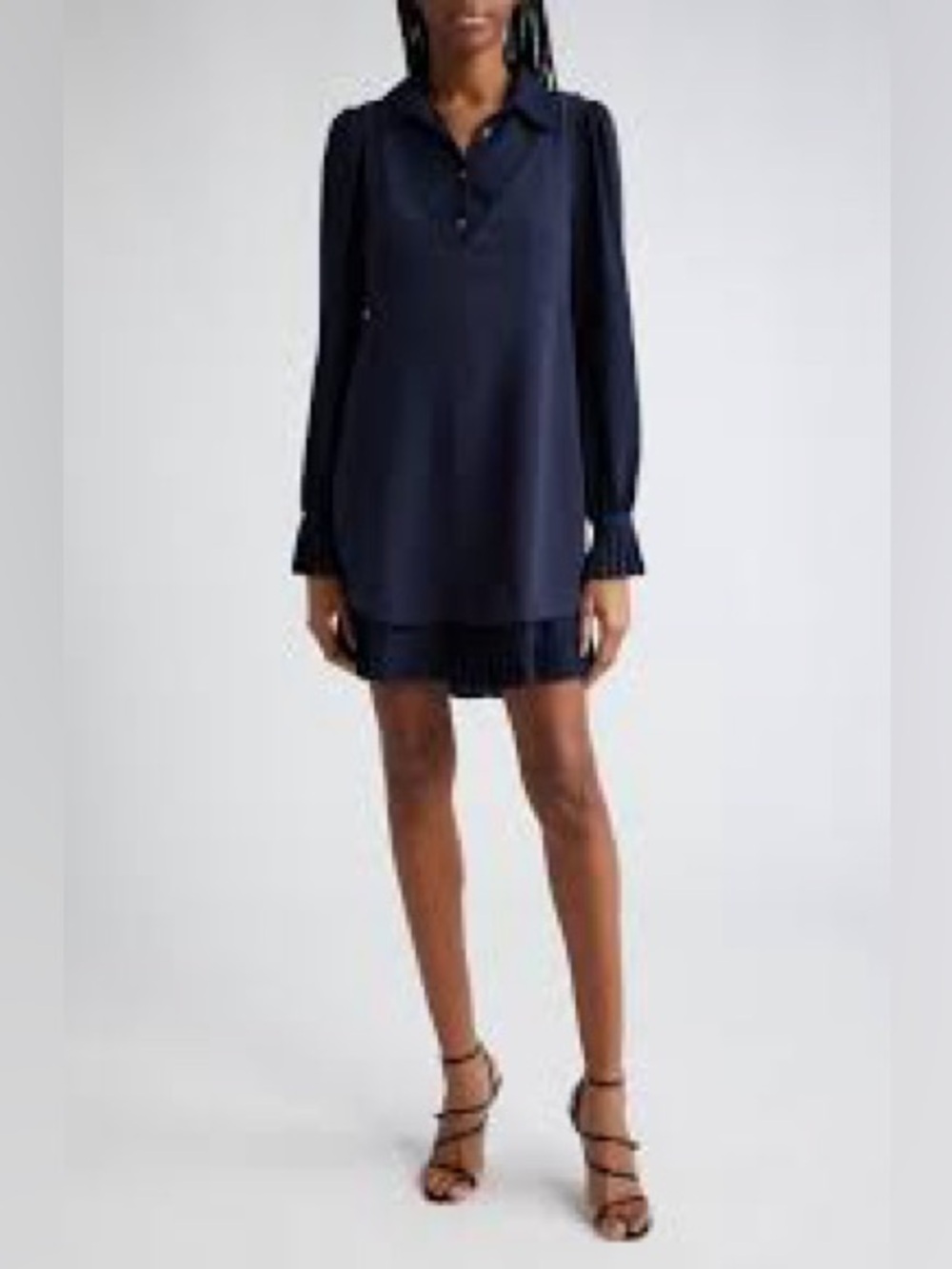 Cinq à Sept Rayna Layered Long Sleeve Minidress Navy Sz 2